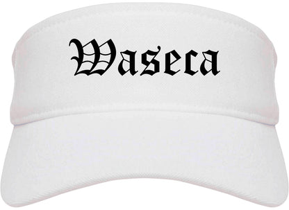 Waseca Minnesota MN Old English Mens Visor Cap Hat White