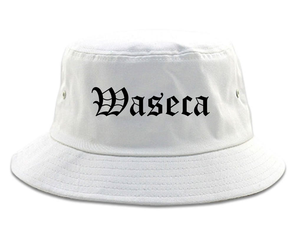 Waseca Minnesota MN Old English Mens Bucket Hat White