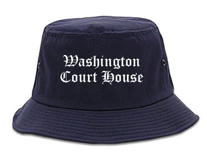 Washington Court House Ohio OH Old English Mens Bucket Hat Navy Blue