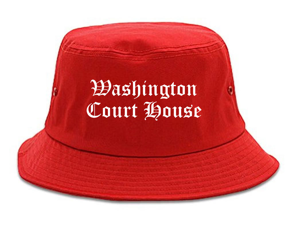 Washington Court House Ohio OH Old English Mens Bucket Hat Red