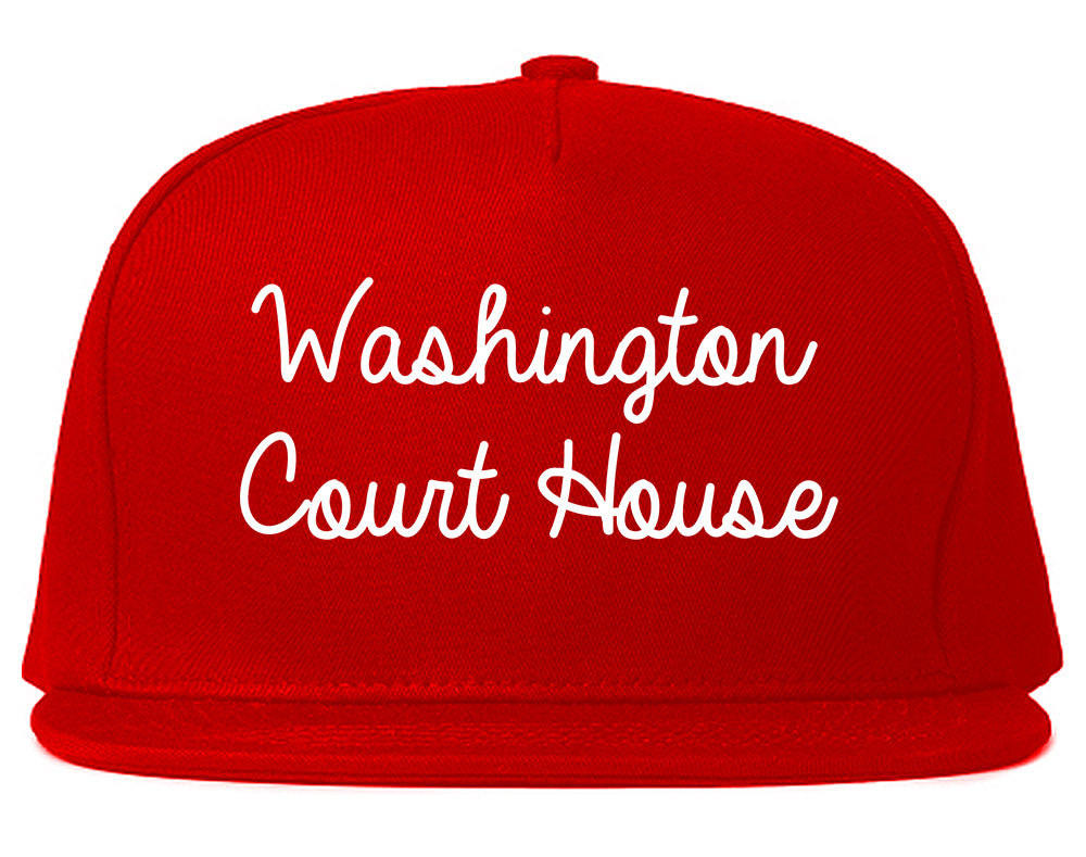 Washington Court House Ohio OH Script Mens Snapback Hat Red
