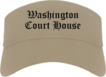 Washington Court House Ohio OH Old English Mens Visor Cap Hat Khaki