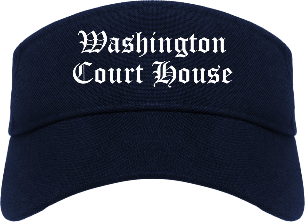 Washington Court House Ohio OH Old English Mens Visor Cap Hat Navy Blue