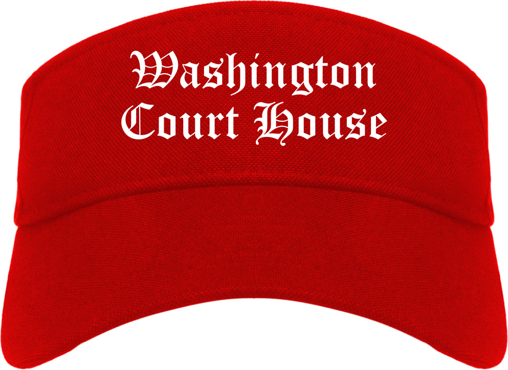 Washington Court House Ohio OH Old English Mens Visor Cap Hat Red