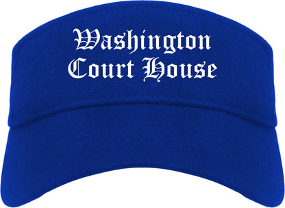 Washington Court House Ohio OH Old English Mens Visor Cap Hat Royal Blue