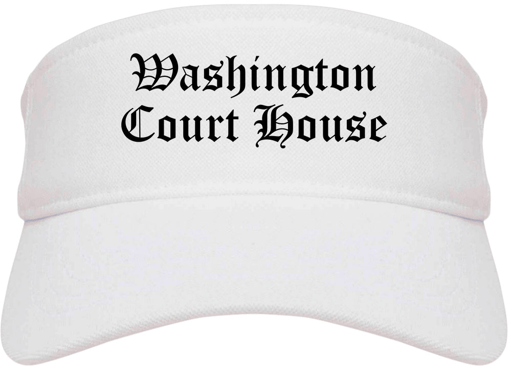 Washington Court House Ohio OH Old English Mens Visor Cap Hat White