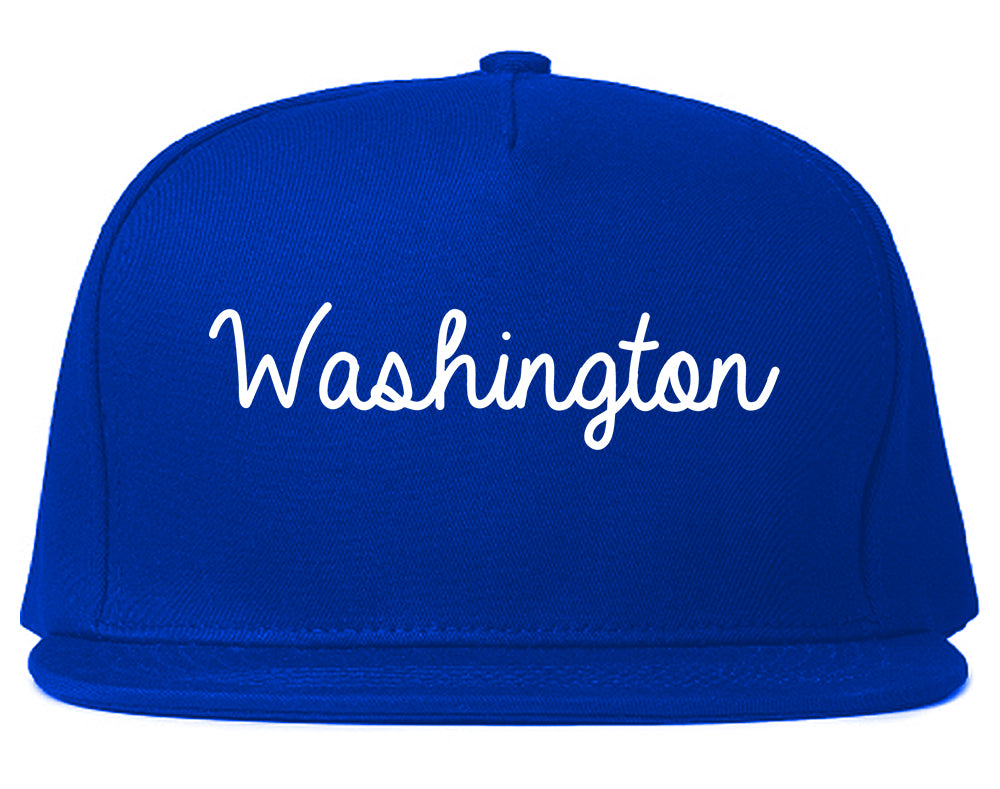 Washington Indiana IN Script Mens Snapback Hat Royal Blue