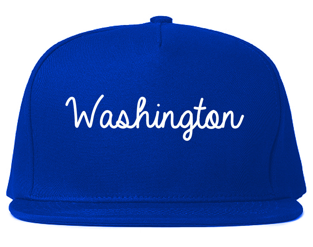 Washington Iowa IA Script Mens Snapback Hat Royal Blue
