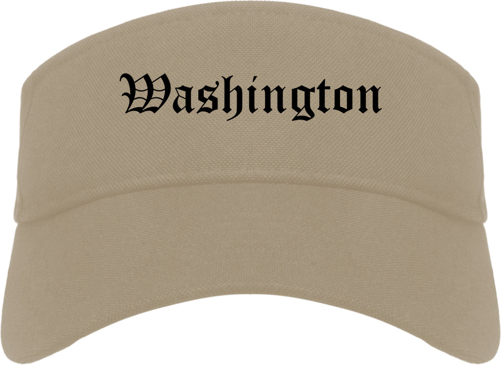 Washington Iowa IA Old English Mens Visor Cap Hat Khaki