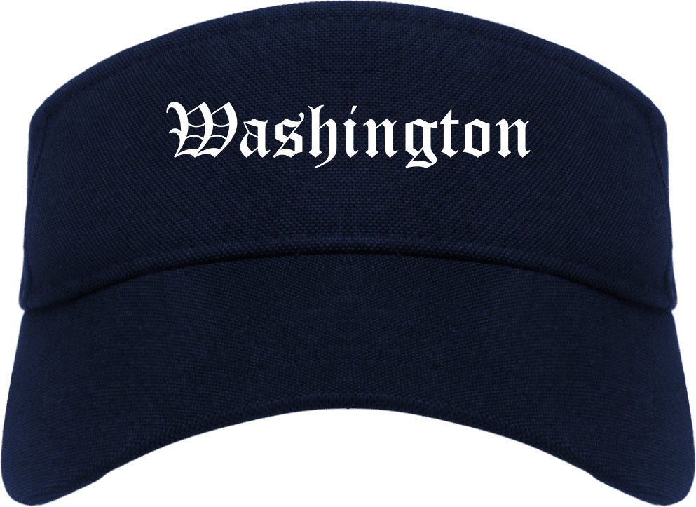 Washington Iowa IA Old English Mens Visor Cap Hat Navy Blue