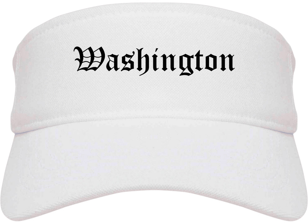 Washington Iowa IA Old English Mens Visor Cap Hat White