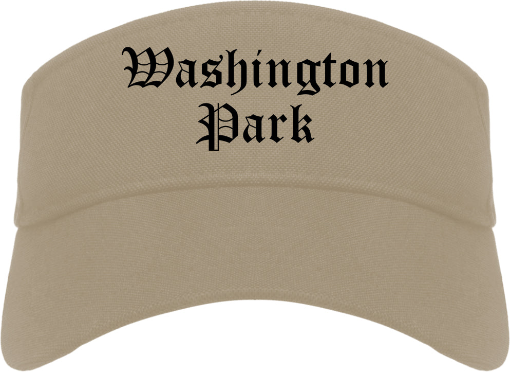 Washington Park Illinois IL Old English Mens Visor Cap Hat Khaki