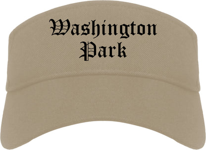 Washington Park Illinois IL Old English Mens Visor Cap Hat Khaki