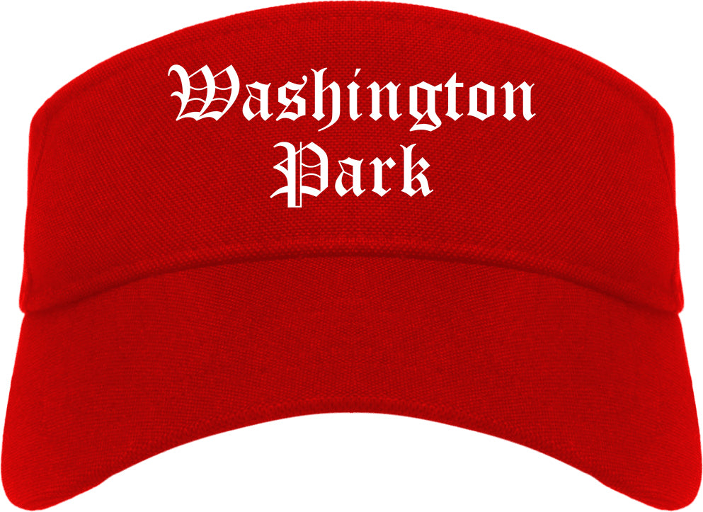 Washington Park Illinois IL Old English Mens Visor Cap Hat Red
