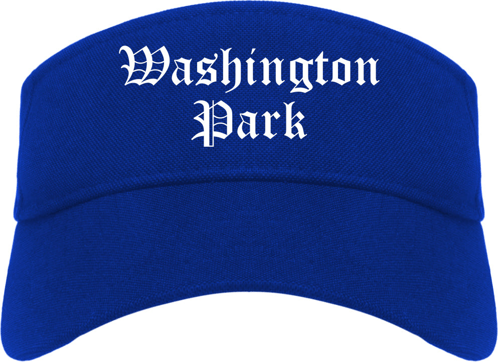 Washington Park Illinois IL Old English Mens Visor Cap Hat Royal Blue