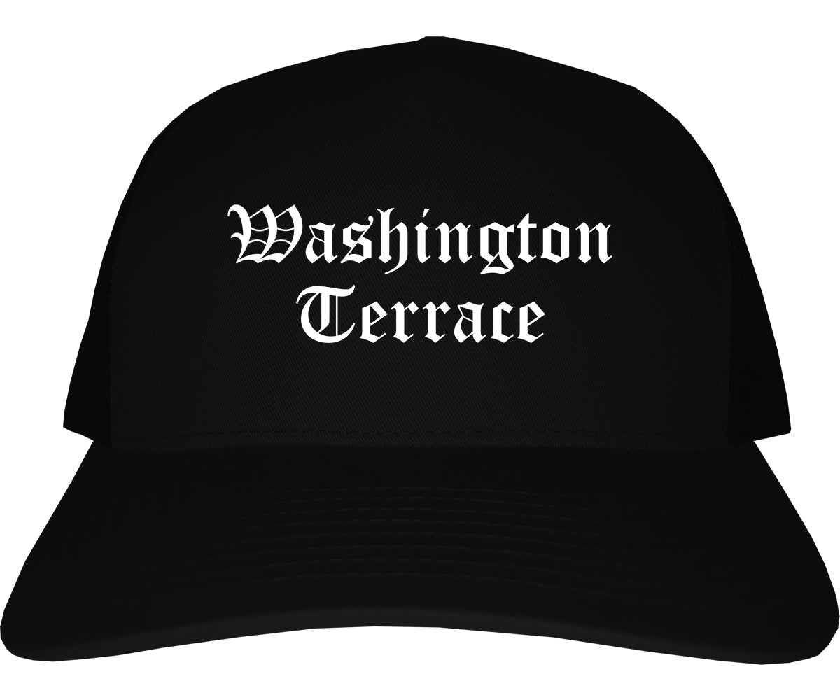 Washington Terrace Utah UT Old English Mens Trucker Hat Cap Black