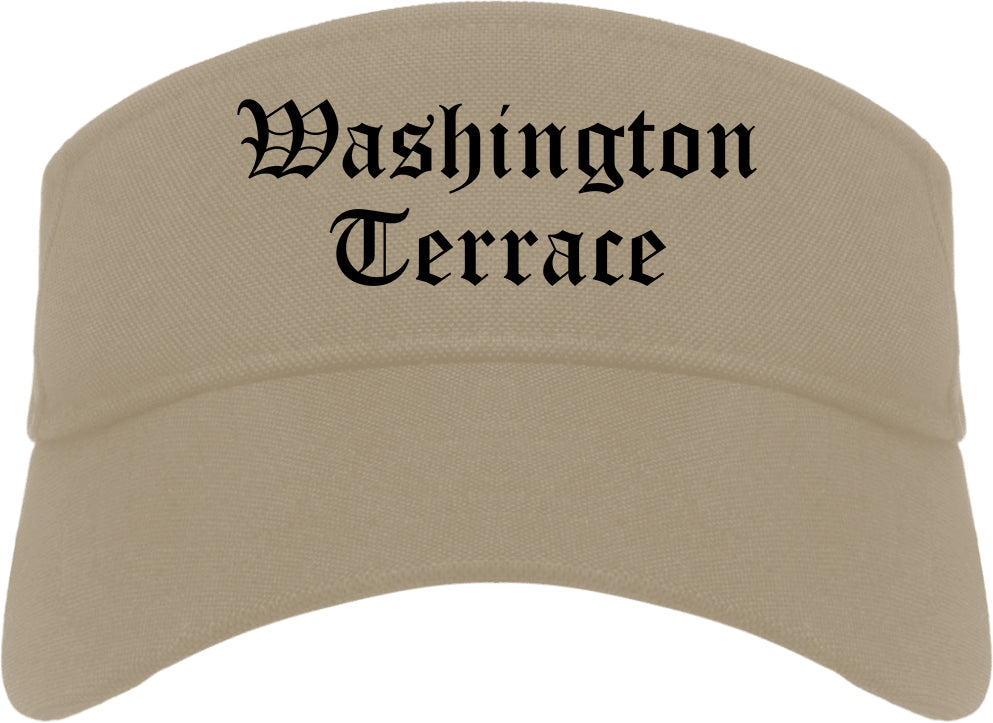 Washington Terrace Utah UT Old English Mens Visor Cap Hat Khaki