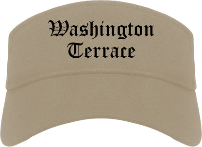 Washington Terrace Utah UT Old English Mens Visor Cap Hat Khaki