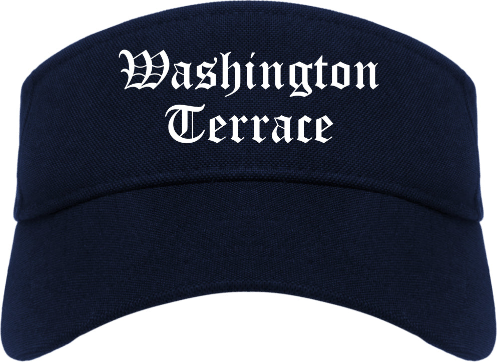 Washington Terrace Utah UT Old English Mens Visor Cap Hat Navy Blue