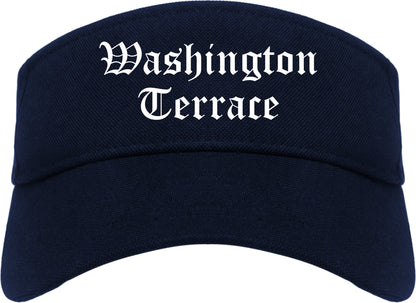 Washington Terrace Utah UT Old English Mens Visor Cap Hat Navy Blue