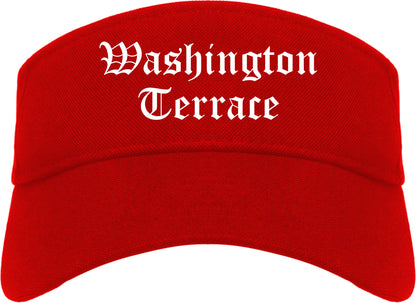 Washington Terrace Utah UT Old English Mens Visor Cap Hat Red