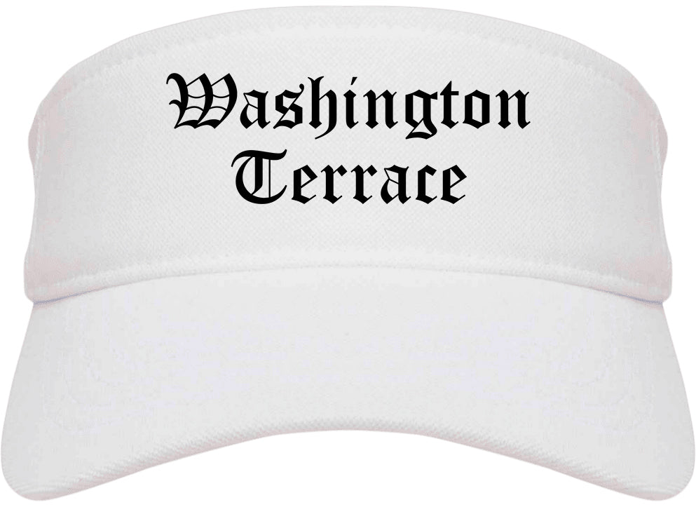 Washington Terrace Utah UT Old English Mens Visor Cap Hat White