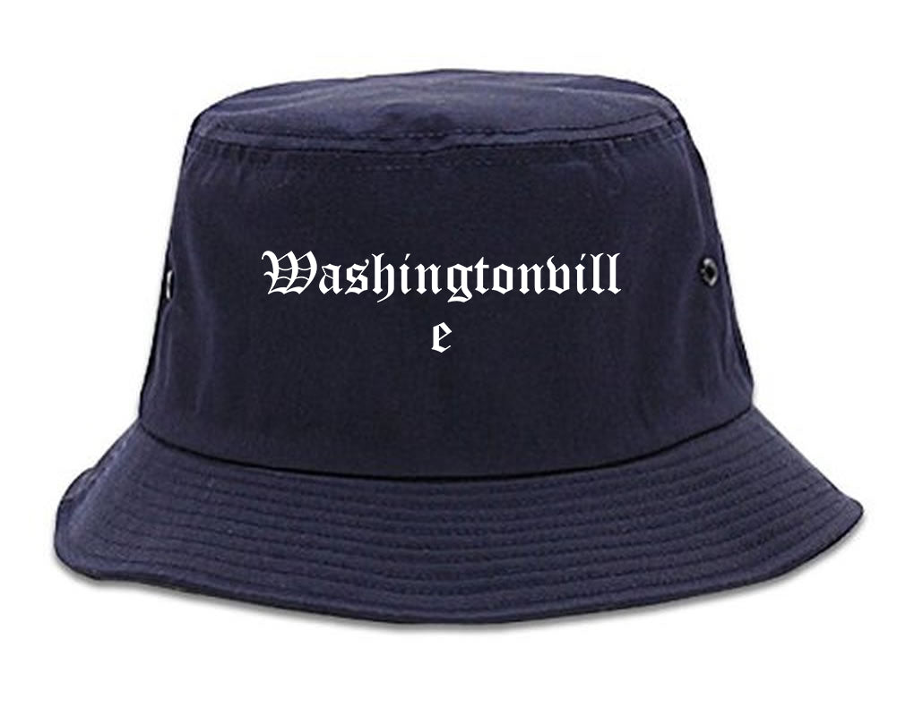 Washingtonville New York NY Old English Mens Bucket Hat Navy Blue