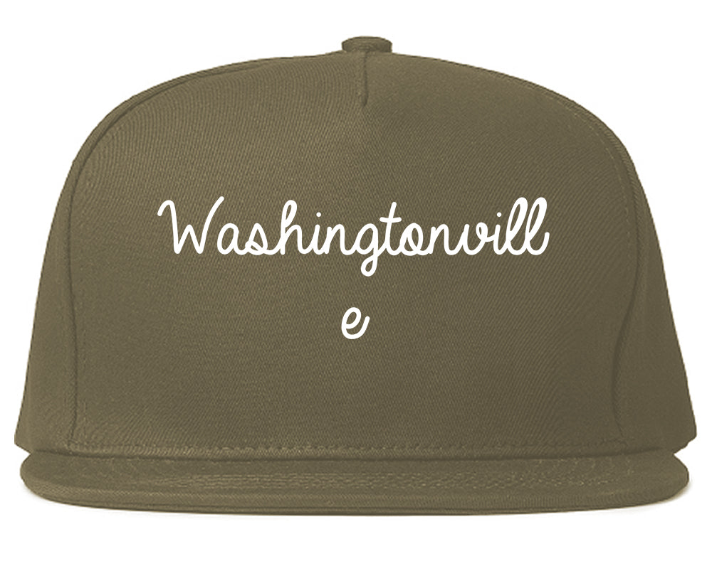 Washingtonville New York NY Script Mens Snapback Hat Grey