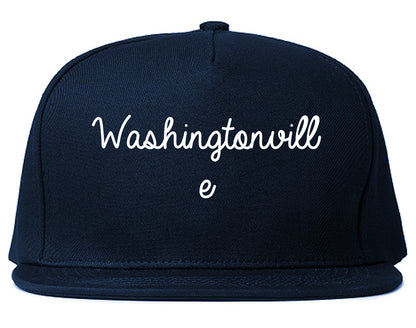 Washingtonville New York NY Script Mens Snapback Hat Navy Blue