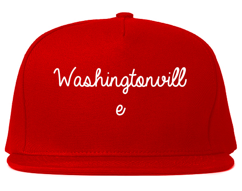 Washingtonville New York NY Script Mens Snapback Hat Red