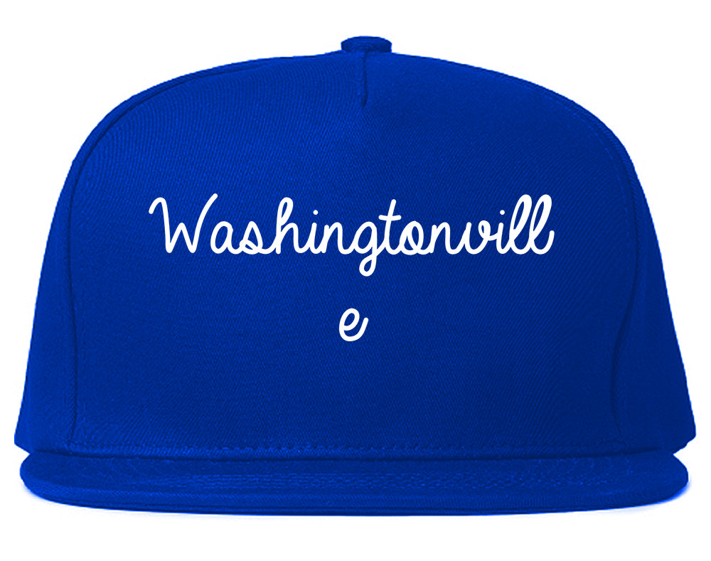 Washingtonville New York NY Script Mens Snapback Hat Royal Blue