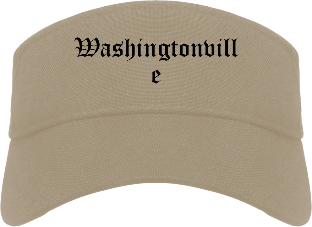 Washingtonville New York NY Old English Mens Visor Cap Hat Khaki