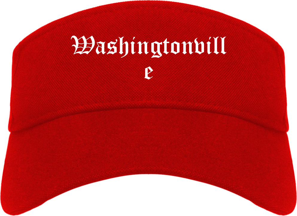 Washingtonville New York NY Old English Mens Visor Cap Hat Red