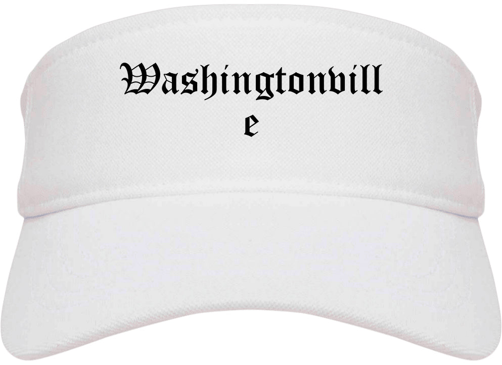 Washingtonville New York NY Old English Mens Visor Cap Hat White
