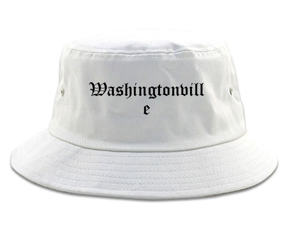 Washingtonville New York NY Old English Mens Bucket Hat White