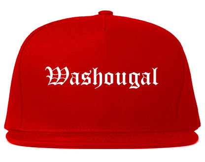 Washougal Washington WA Old English Mens Snapback Hat Red
