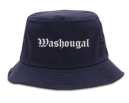 Washougal Washington WA Old English Mens Bucket Hat Navy Blue