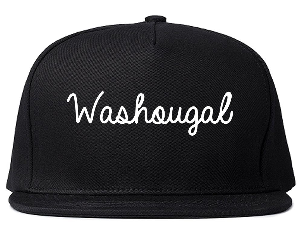 Washougal Washington WA Script Mens Snapback Hat Black