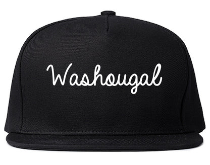 Washougal Washington WA Script Mens Snapback Hat Black