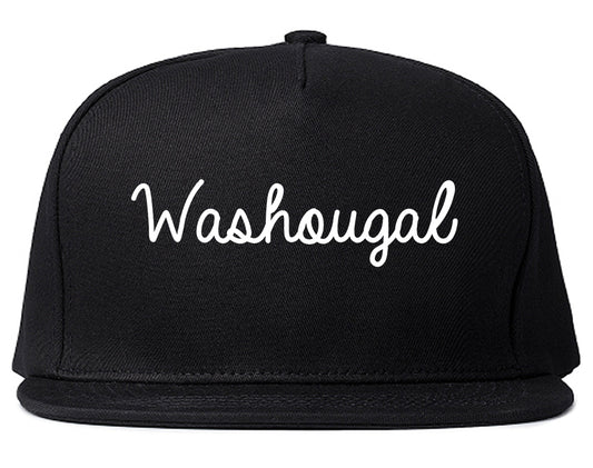 Washougal Washington WA Script Mens Snapback Hat Black