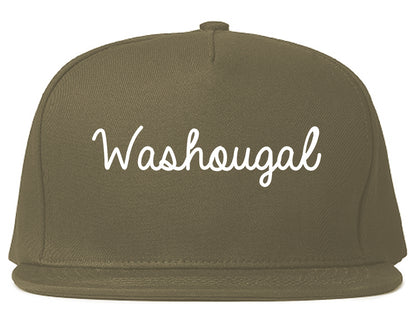 Washougal Washington WA Script Mens Snapback Hat Grey