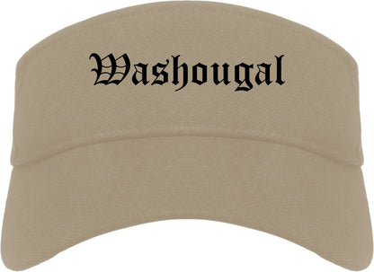 Washougal Washington WA Old English Mens Visor Cap Hat Khaki