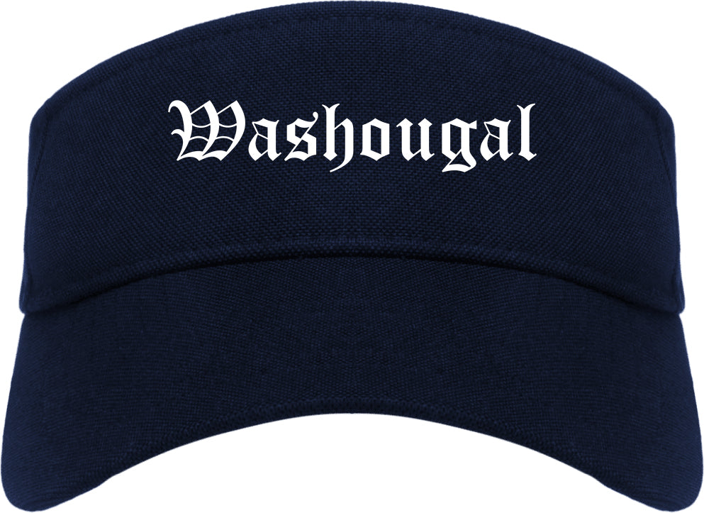 Washougal Washington WA Old English Mens Visor Cap Hat Navy Blue