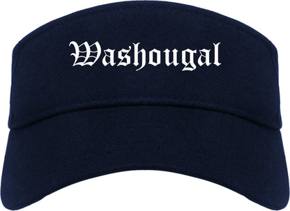 Washougal Washington WA Old English Mens Visor Cap Hat Navy Blue