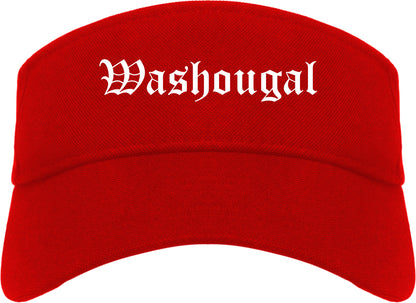 Washougal Washington WA Old English Mens Visor Cap Hat Red