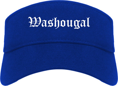 Washougal Washington WA Old English Mens Visor Cap Hat Royal Blue