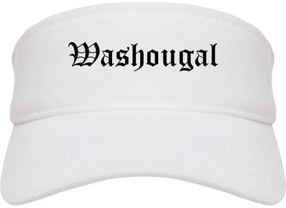 Washougal Washington WA Old English Mens Visor Cap Hat White