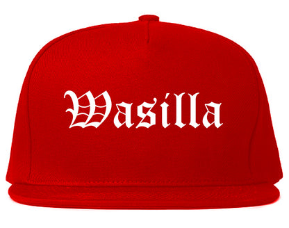 Wasilla Alaska AK Old English Mens Snapback Hat Red