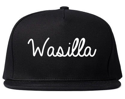 Wasilla Alaska AK Script Mens Snapback Hat Black