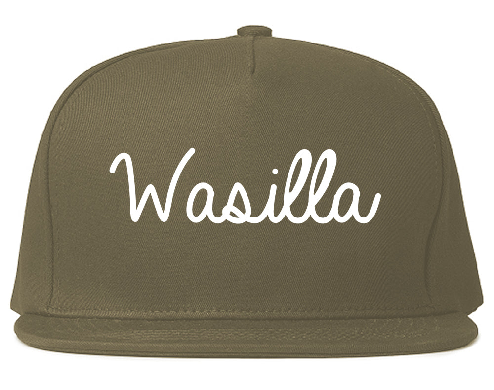 Wasilla Alaska AK Script Mens Snapback Hat Grey